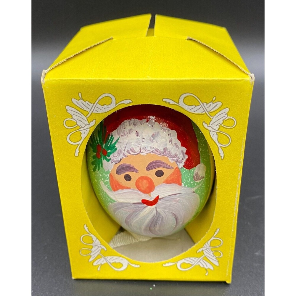 Intermun Hand Painted Santa Claus Double Sided Egg Christmas Ornament Poland